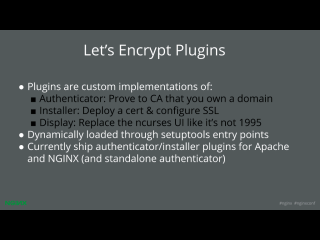 LetsEncrypt conf2015 Slide 26 - Lets Encrypt Plugins