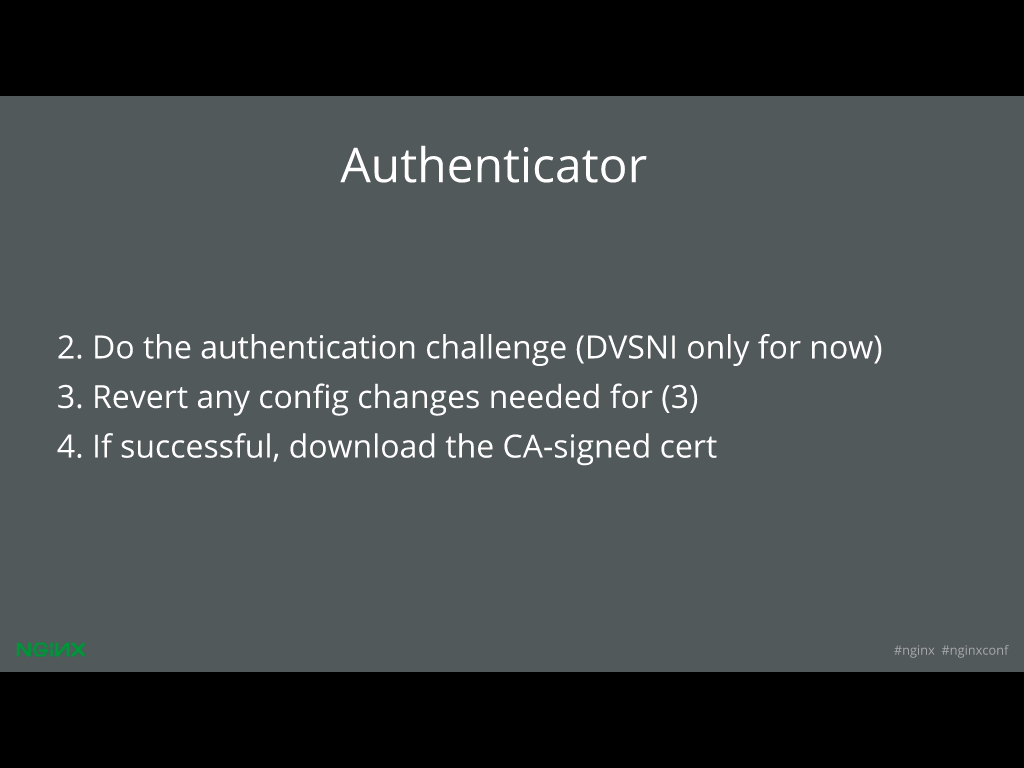 LetsEncrypt conf2015 Slide 28 - Authenticator