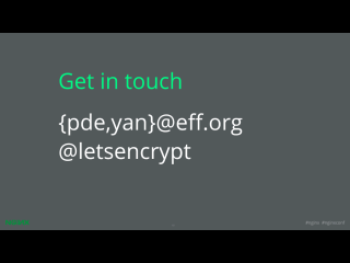 LetsEncrypt conf2015 Slide 32 - get in touch